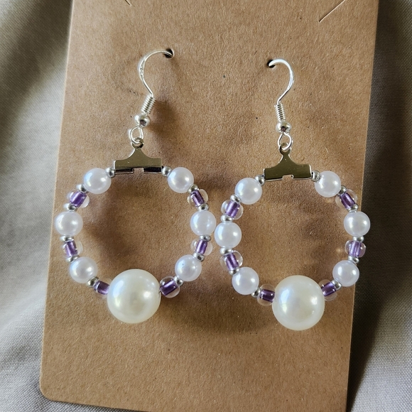 Handcrafted Pearl Bead Earrings - Picture 2 of 2